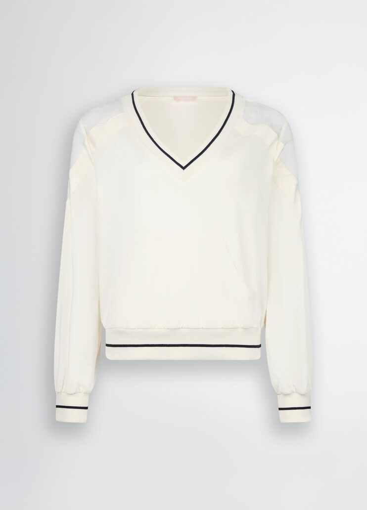 V-neck sweatshirt white Liu Jo - large image number 6 V-neck sweatshirt white Liu Jo - large image number 6
