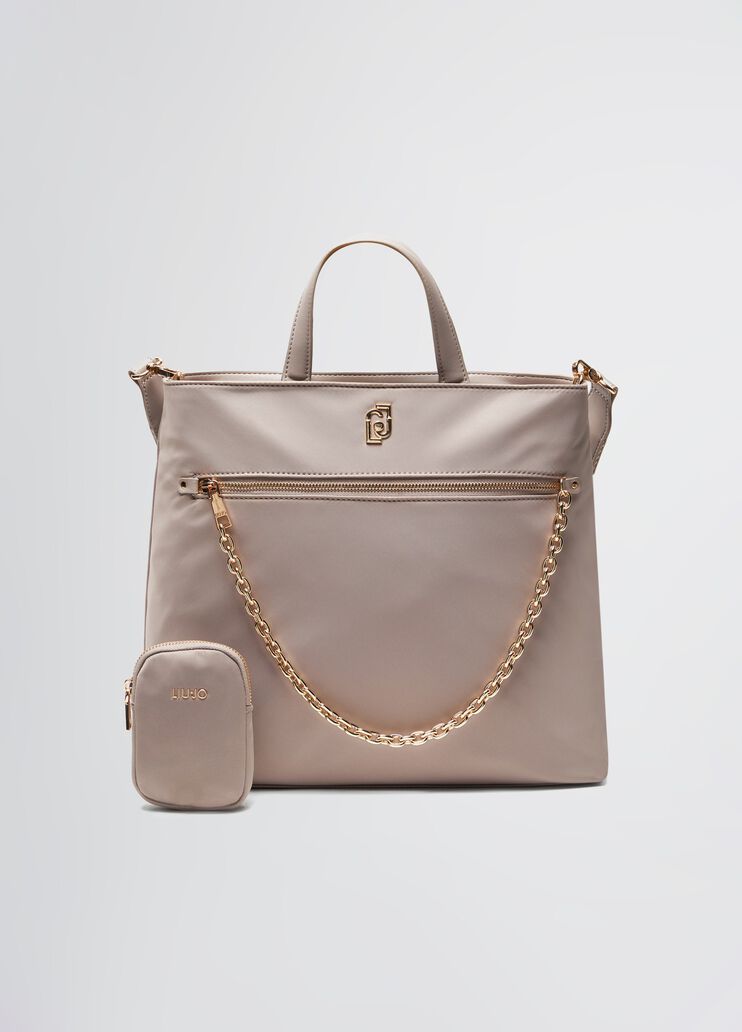 Nylon shopping bag with chain grey Liu Jo - medium Nylon shopping bag with chain grey Liu Jo - medium