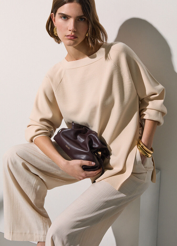 Knit Sweatshirt with Cut-Out cream Liu Jo - medium