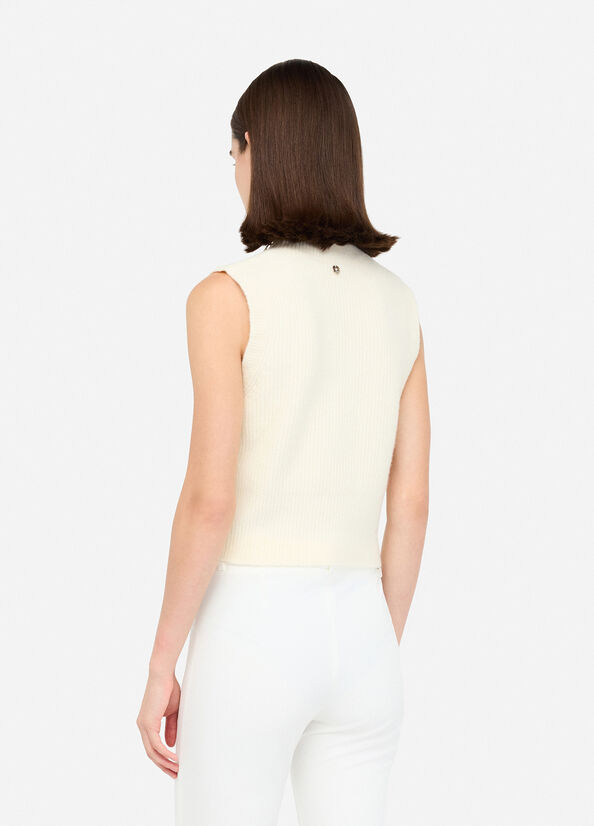 Wool top with gemstones white Liu Jo - large image number 1