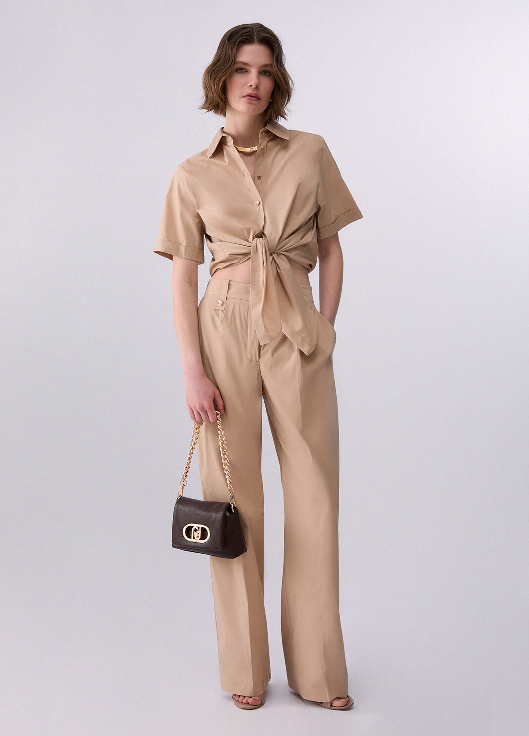 Poplin straight-leg trousers cappuccino Liu Jo - large image number 5