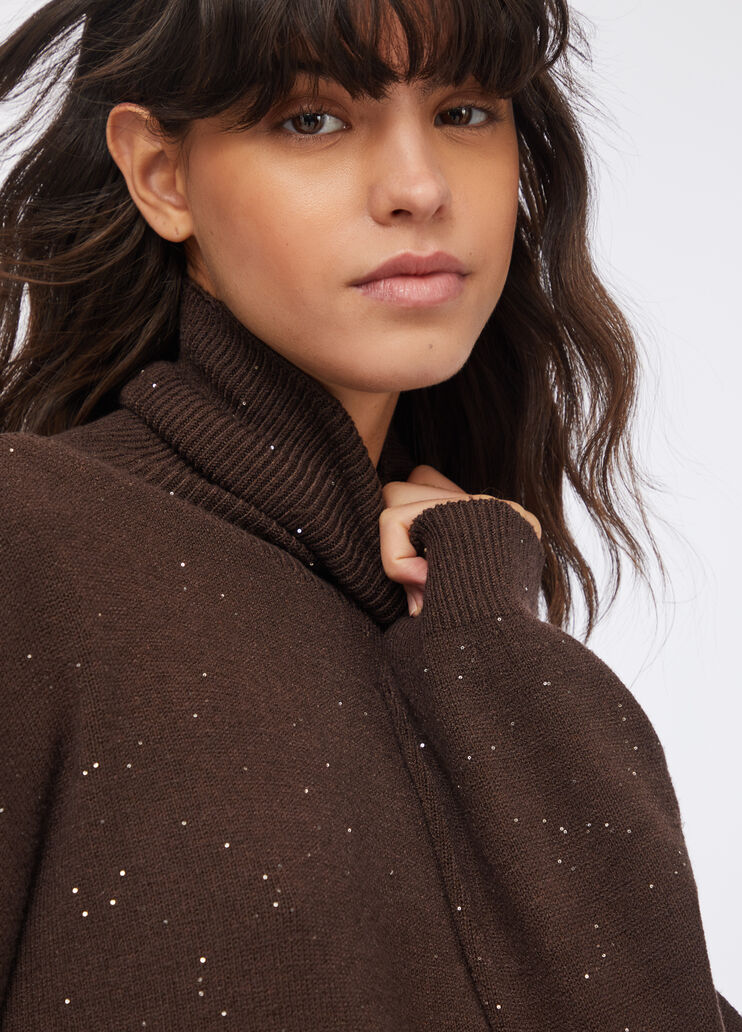 Polo-neck with micro-sequins chocolate Liu Jo - large image number 3