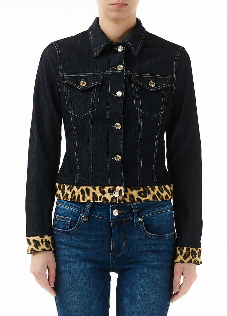 Denim jacket with leopard print trim Normal wash Liu Jo - large image number 0