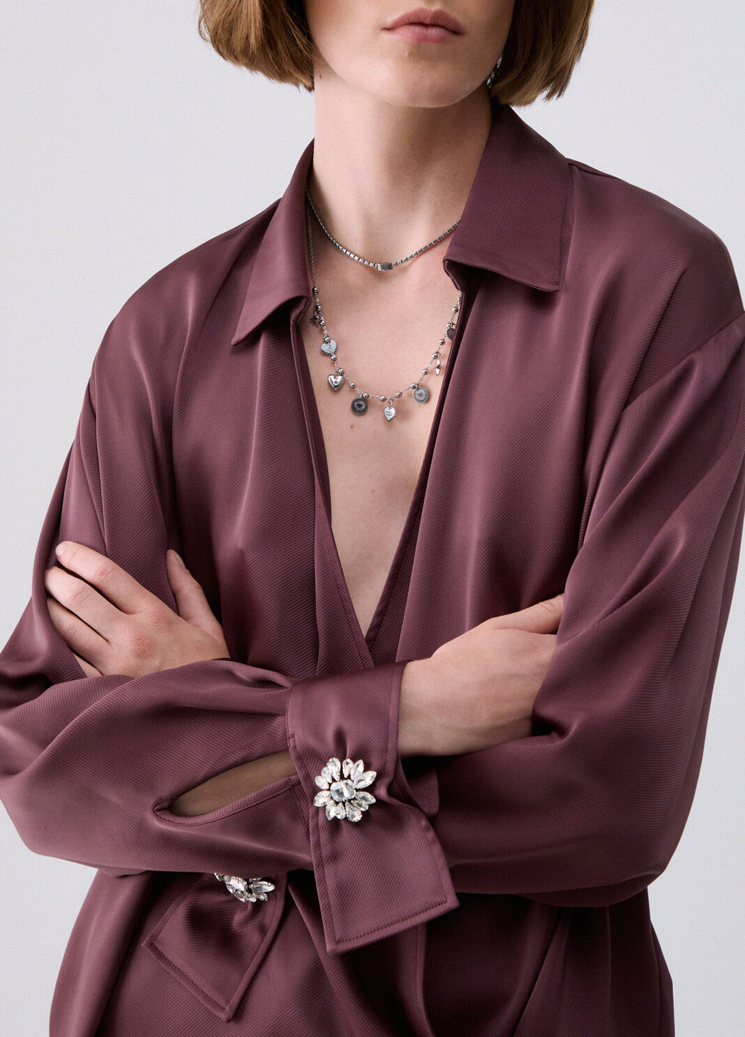 Blouse en satin bordeaux Liu Jo - large image number 2