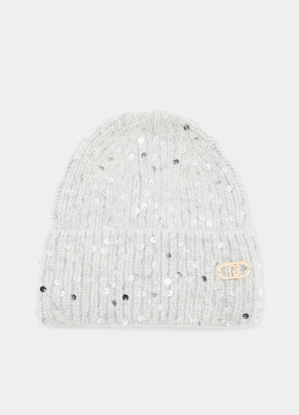 Berretto in angora con paillettes grigio ghiaccio Liu Jo - medium