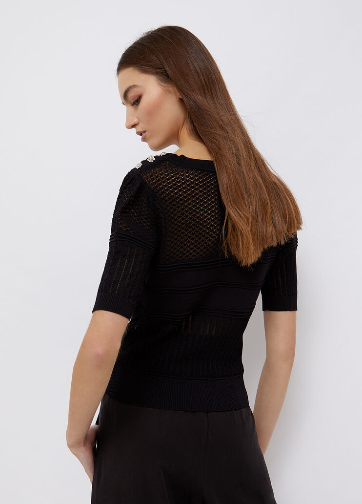 Pullover mit Schmuckknöpfen Schwarz Liu Jo - large image number 1 Pullover mit Schmuckknöpfen Schwarz Liu Jo - large image number 1