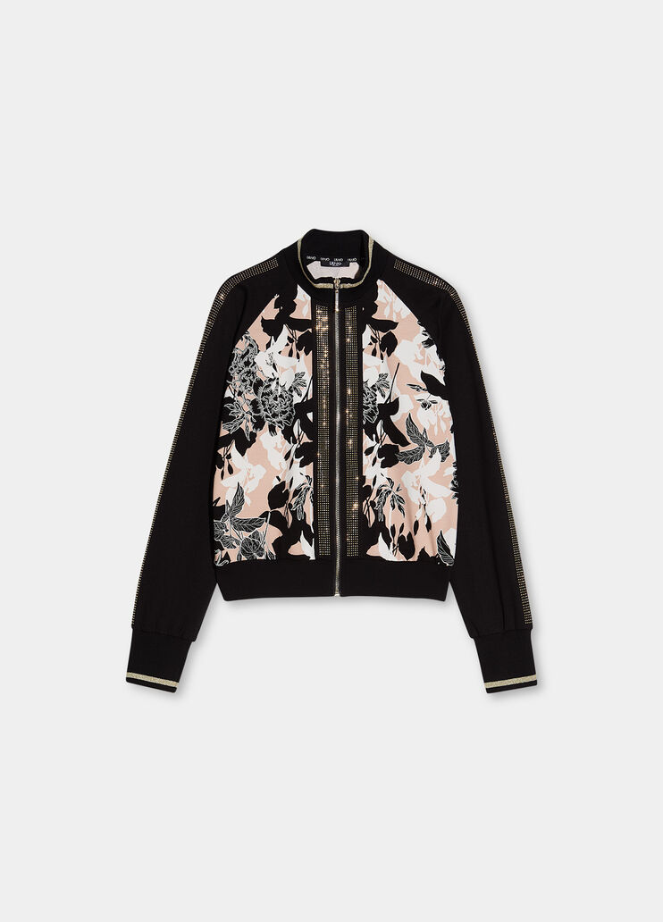 Felpa con zip noce con fiori Liu Jo - large image number 4