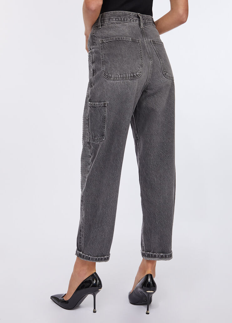 Straight jeans with rhinestone grey denim Liu Jo - large image number 1 Straight jeans with rhinestone grey denim Liu Jo - large image number 1