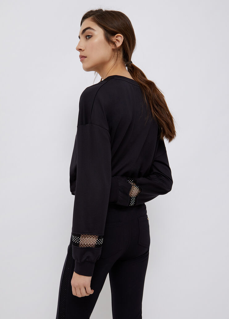 Sweatshirt with mesh inserts black Liu Jo - large image number 1 Sweatshirt with mesh inserts black Liu Jo - large image number 1