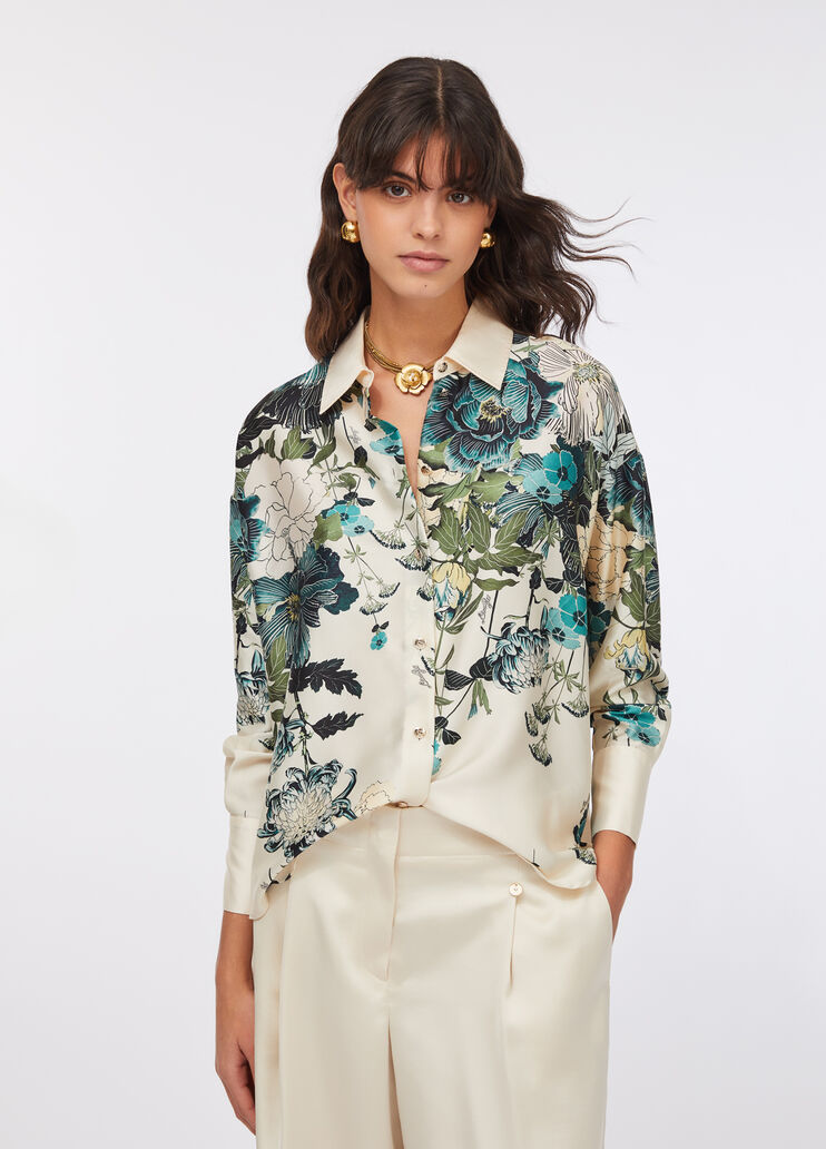 Printed twill shirt milk white Liu Jo - large image number 0