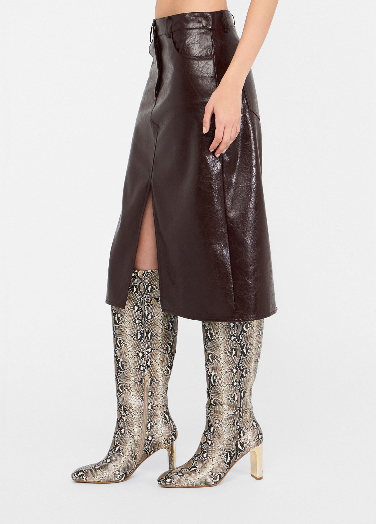 スカート LIU JO GLOSSY FIVE-POCKET SKIRT Glossy five-pocket skirt colour dark brown | Liu Jo