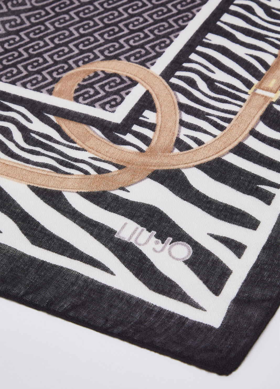 Animal Print Stole with Straps black Liu Jo - large image number 2