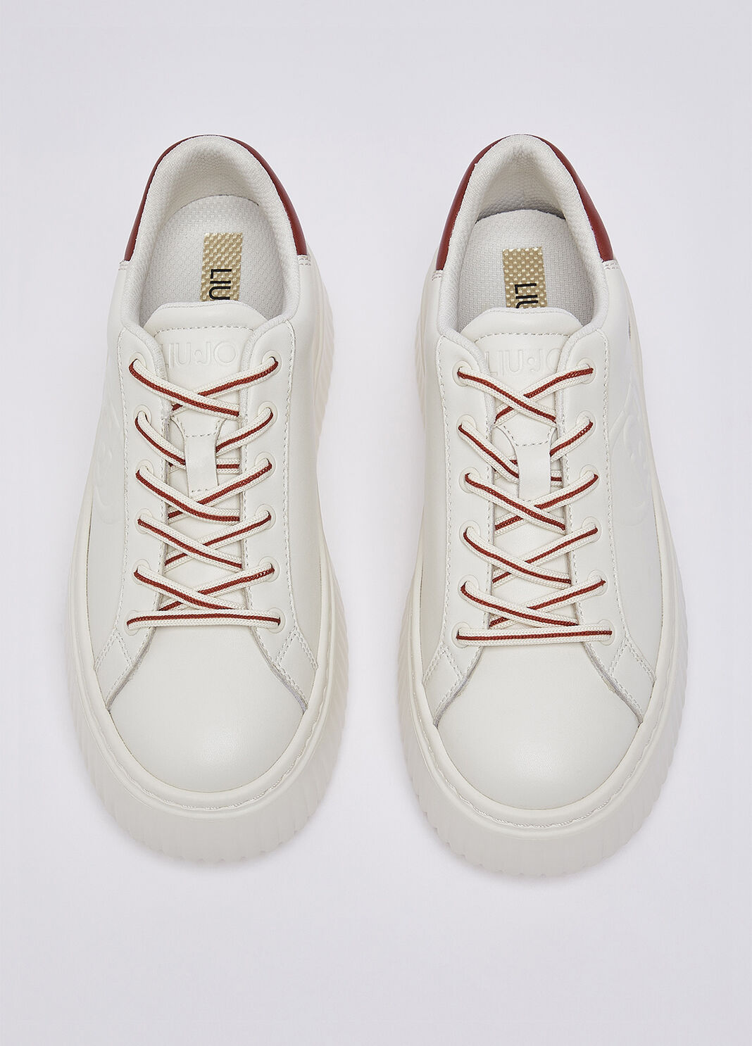 Sneaker aus Leder mit Maxi-Logo Wei&szlig; und Rot Liu Jo - large image number 3