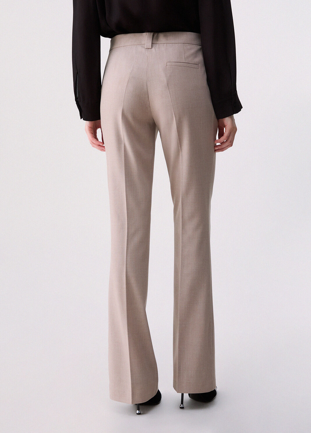 Fit & Flare Hose aus M&eacute;lange-Stoff beige Liu Jo - large image number 1
