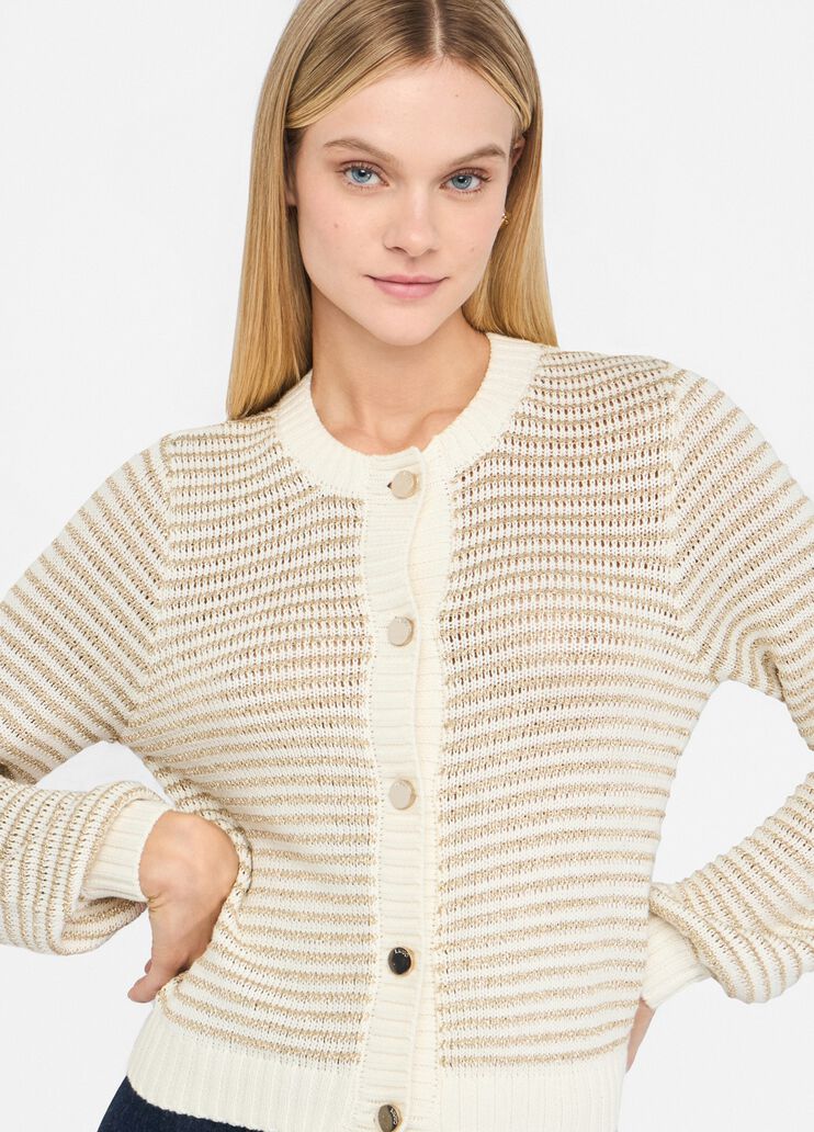 Кардиган в полоску с люрексом® белая шерсть Liu Jo - large image number 4 Кардиган в полоску с люрексом® белая шерсть Liu Jo - large image number 4