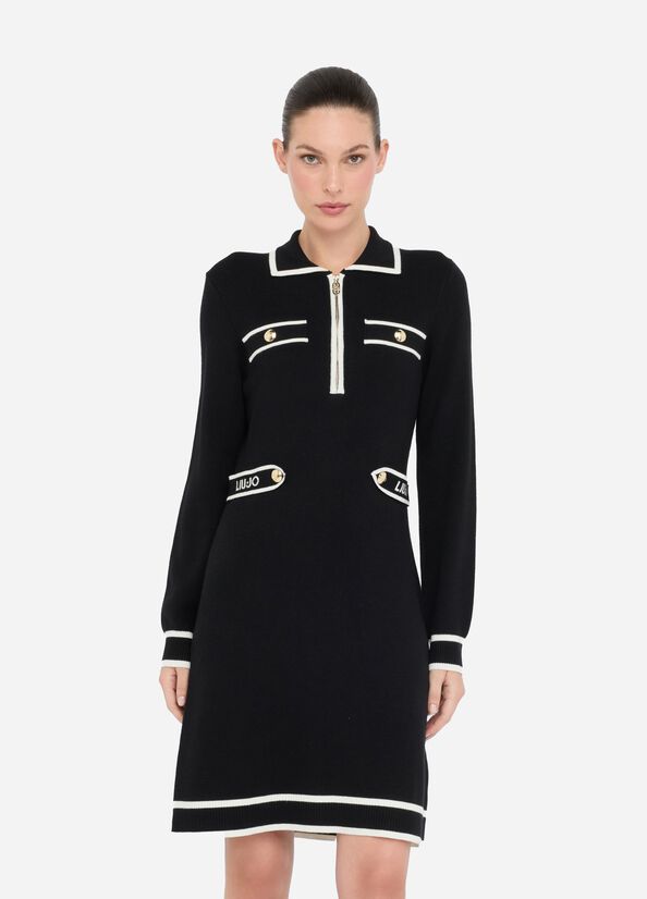 Silk-blend knit dress black Liu Jo - large image number 0