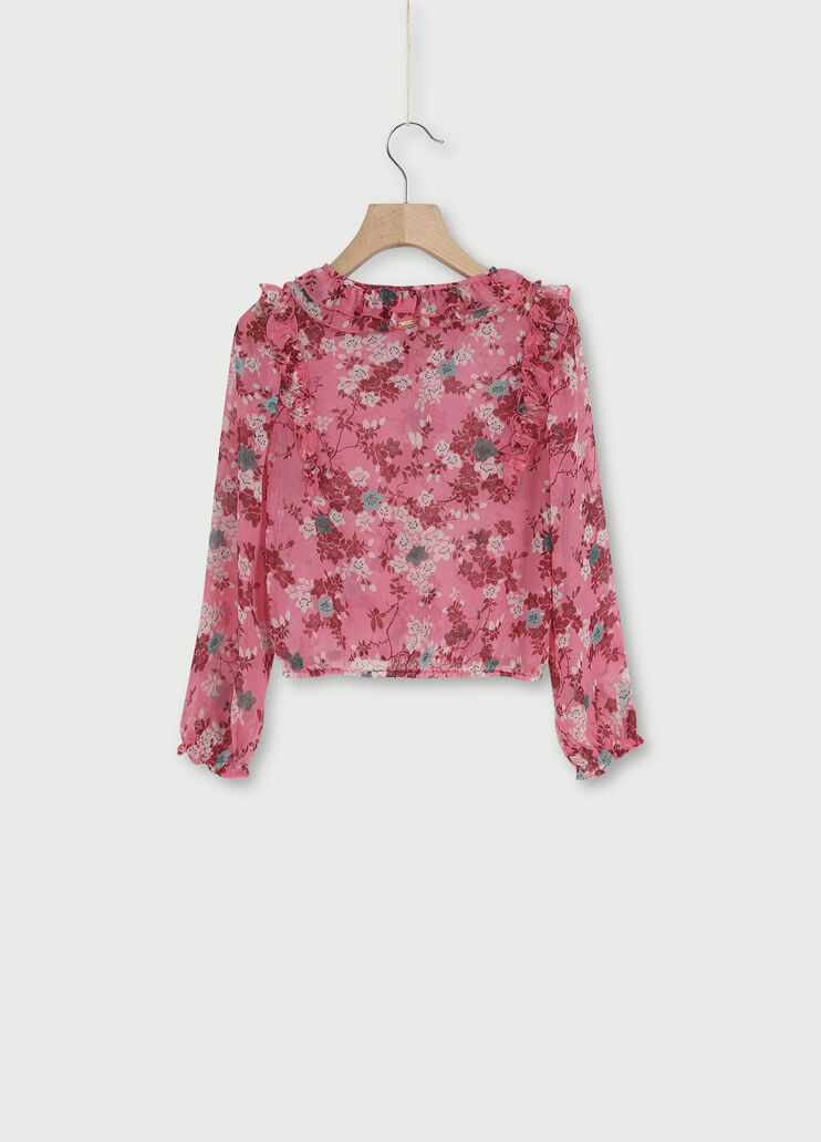 Blusa con volants Rosa con fiori Liu Jo - large image number 1