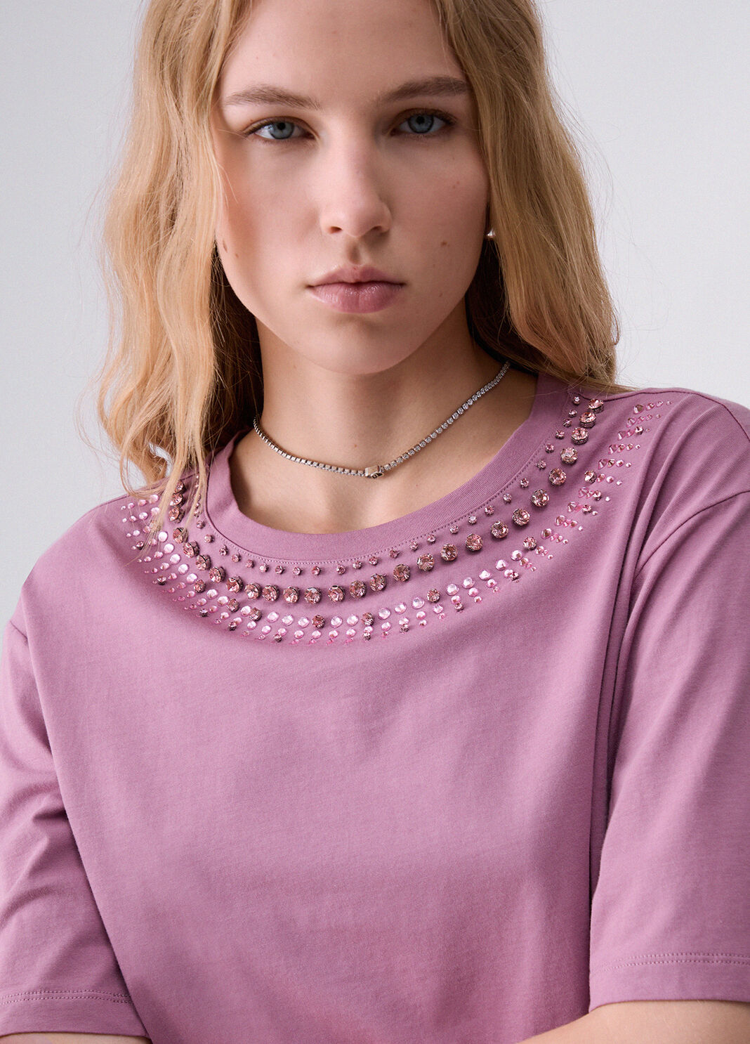 T-shirt mit Schmuckstickereien rosa Liu Jo - large image number 4