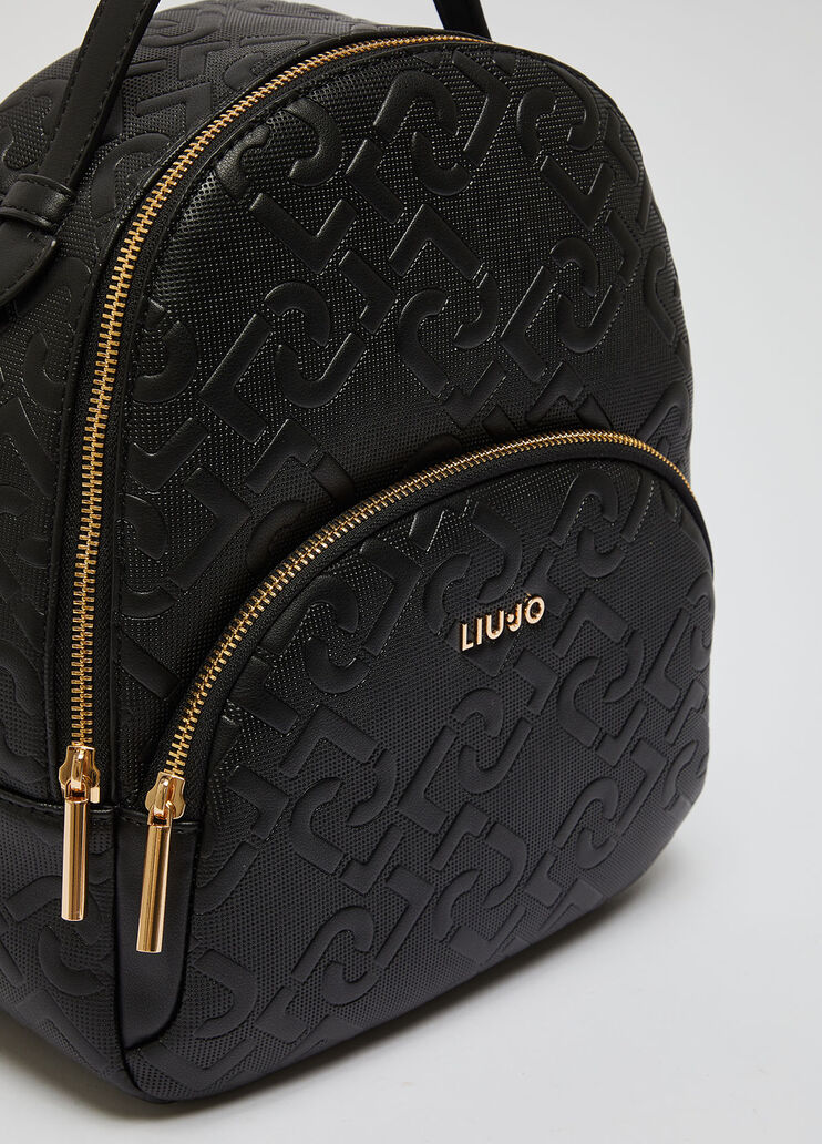 Backpack with embossed monogram logo black Liu Jo - large image number 4 Backpack with embossed monogram logo black Liu Jo - large image number 4