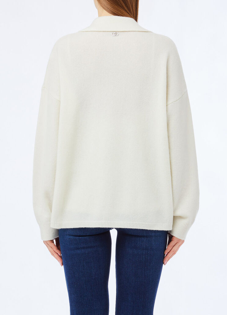 Jersey de 100&nbsp;% lana con bordados de pedrer&iacute;a blanco lana Liu Jo - medium
