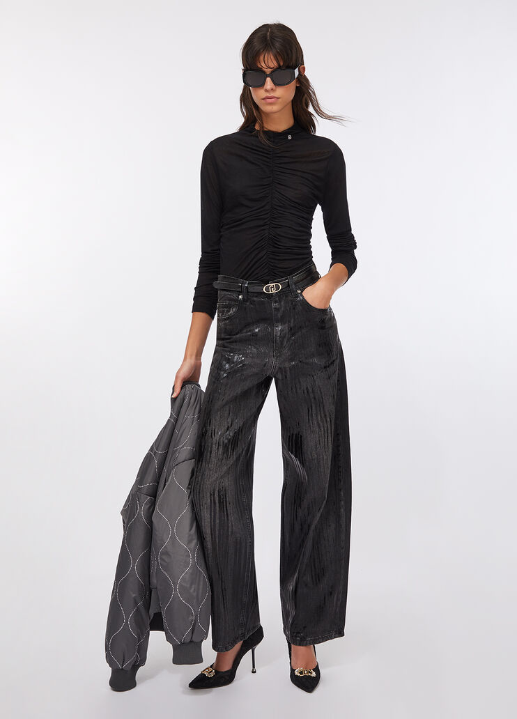 Gathered wool-blend top black Liu Jo - large image number 5