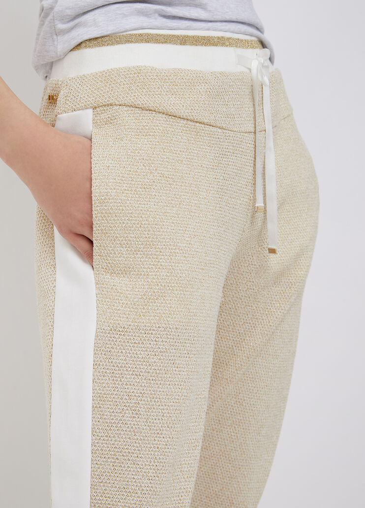 Pantalon en coton molletonné or clair et blanc Liu Jo - large image number 2 Pantalon en coton molletonné or clair et blanc Liu Jo - large image number 2