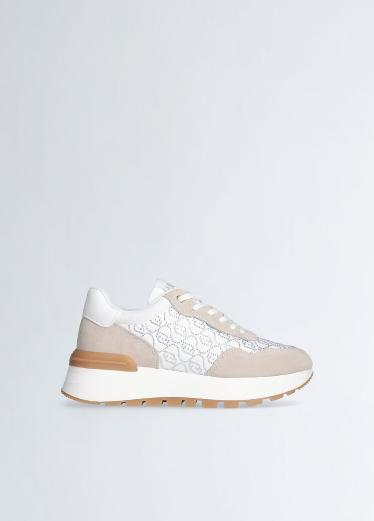 White sneakers with rhinestone-detailed logo white Liu Jo - medium White sneakers with rhinestone-detailed logo white Liu Jo - medium
