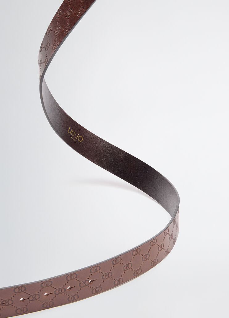 Leather belt with logo dark brown Liu Jo - large image number 3 Leather belt with logo dark brown Liu Jo - large image number 3