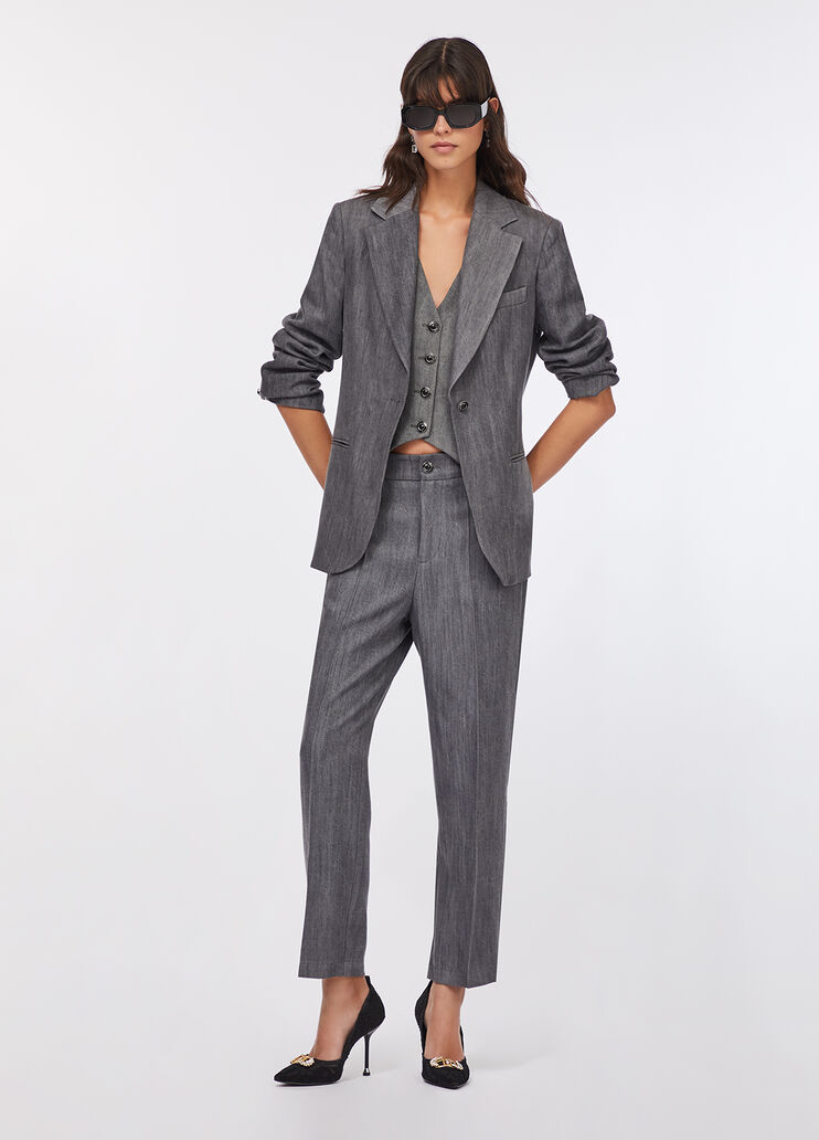 Blazer en toile denim denim gris Liu Jo - large image number 5