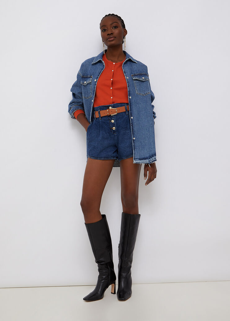 Eco-friendly cardigan with jewel buttons orange Liu Jo - large image number 3