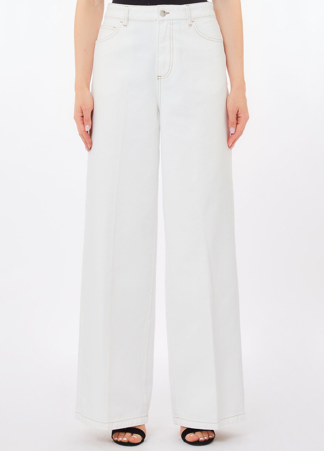 Pantal&oacute;n acampanados de talle alto blanco lana Liu Jo - large image number 0
