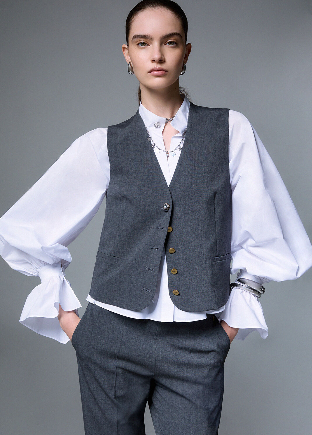 Flannel Waistcoat dark green Liu Jo - large image number 2
