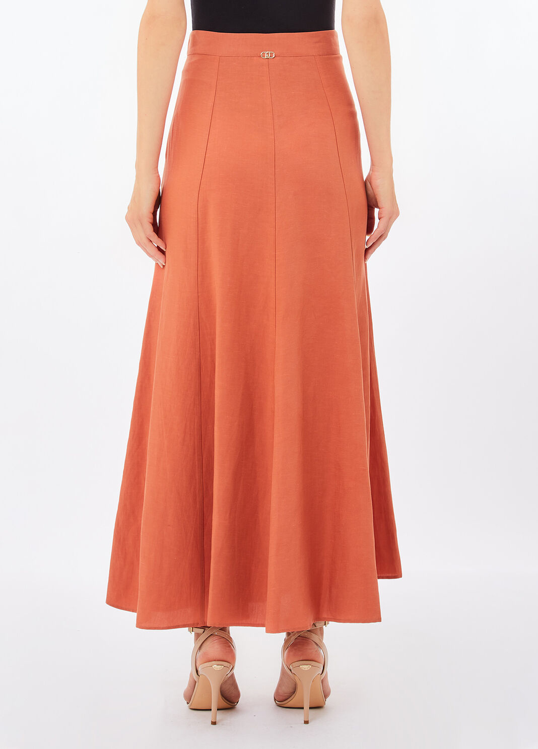 Jupe en lin m&eacute;lang&eacute; orange Liu Jo - large image number 1