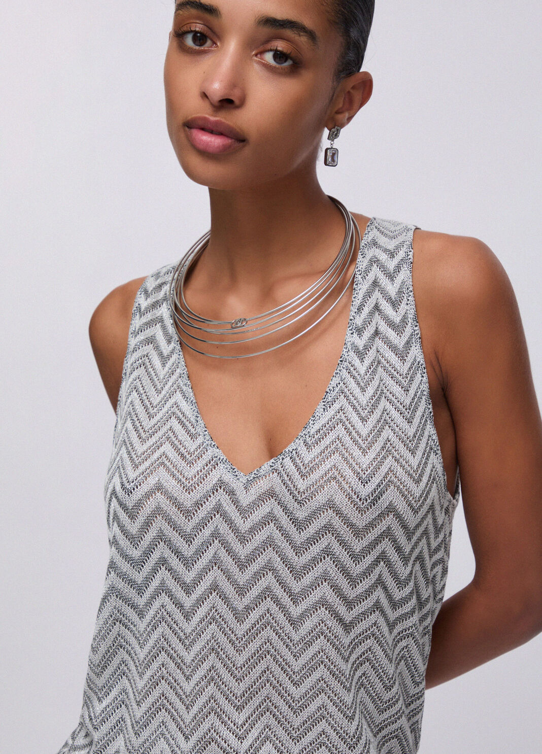 Chevron knit top grey Liu Jo - large image number 4