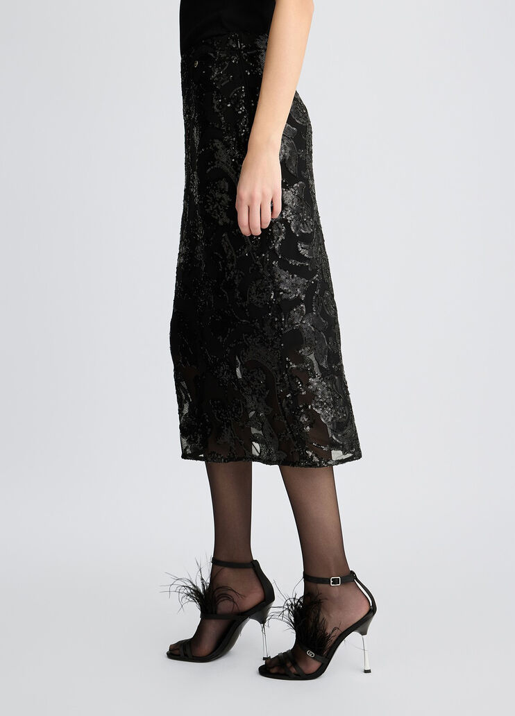 Embellished tulle midi skirt black Liu Jo - large image number 3 Embellished tulle midi skirt black Liu Jo - large image number 3