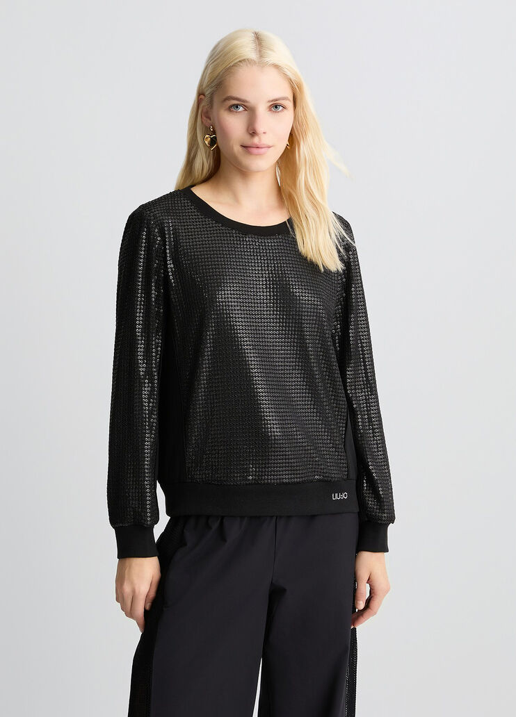Sweatshirt with sequins black Liu Jo - large image number 0 Sweatshirt with sequins black Liu Jo - large image number 0