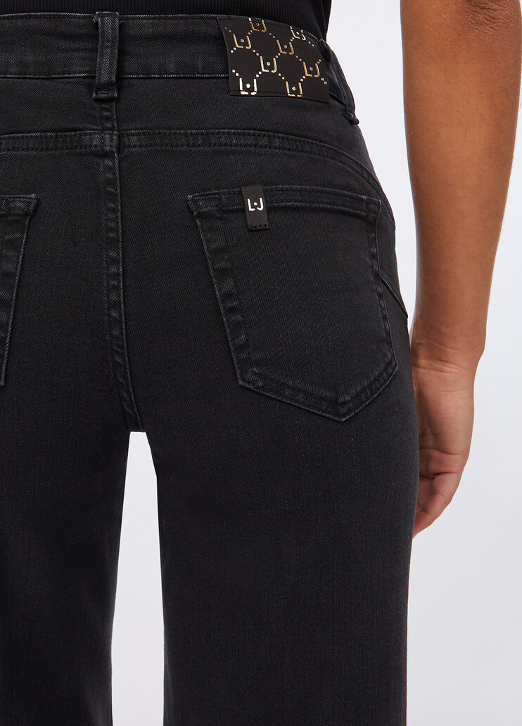Jean évasé à taille haute denim noir Liu Jo - large image number 3