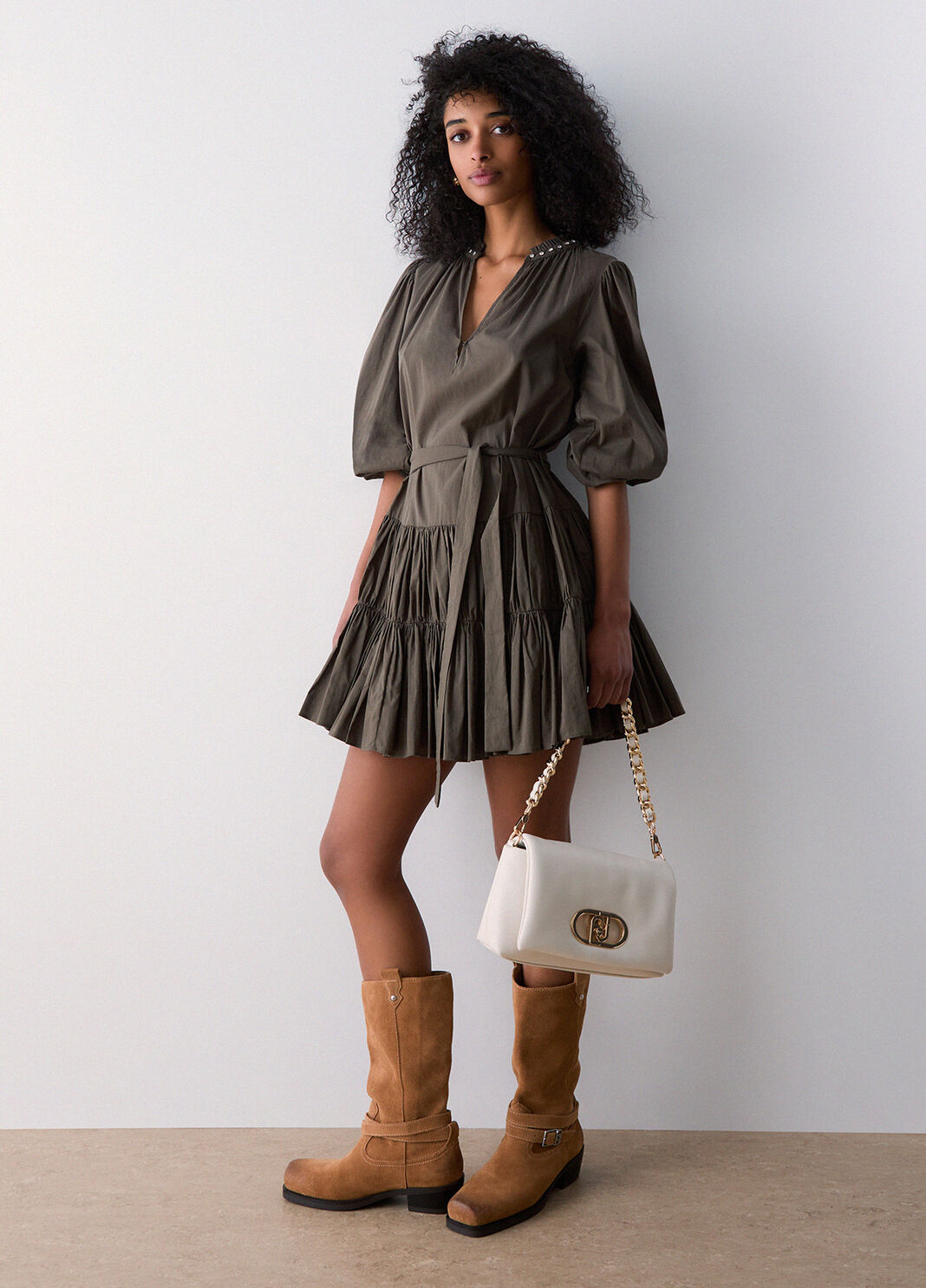 Short muslin dress olive green Liu Jo - large image number 2