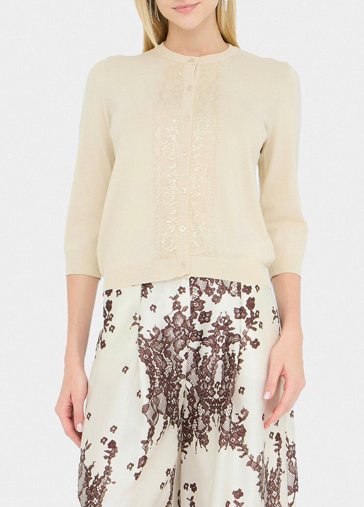 Cardigan mit Spitzendetails Hellbeige Liu Jo - medium