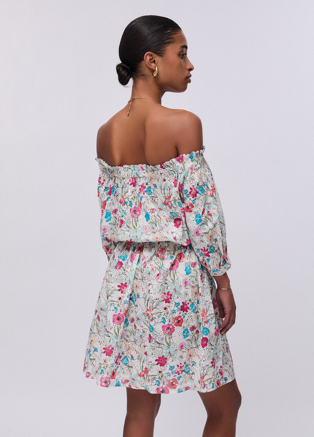 Kurzes Kleid mit Blumen Wei&szlig; mit Blumen Liu Jo - large image number 1