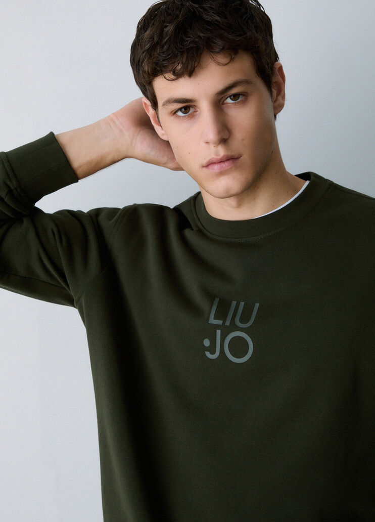 Sweatshirt with Logo moss green Liu Jo - medium
