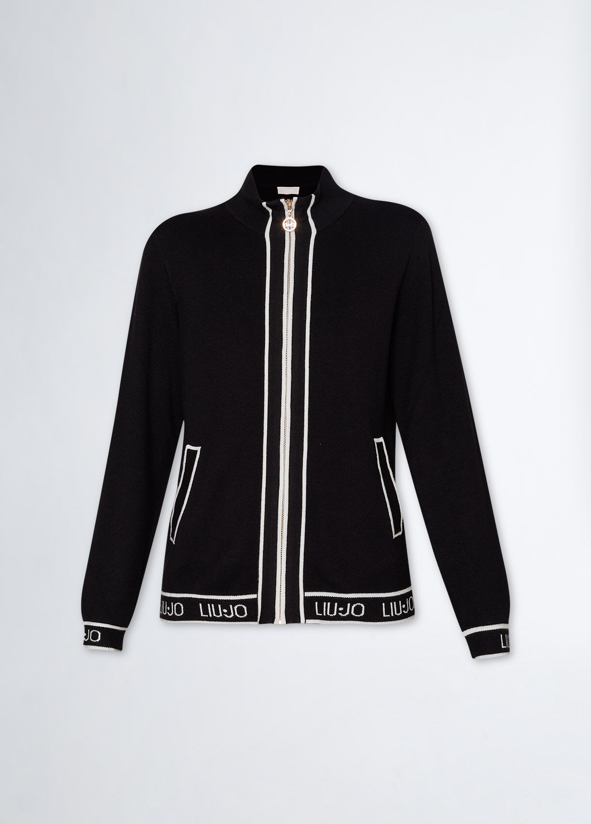 Silk blend knit cardigan colour black Liu Jo