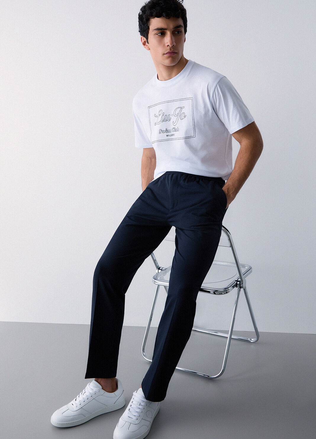 Seersucker trousers  dark blue Liu Jo - large image number 2