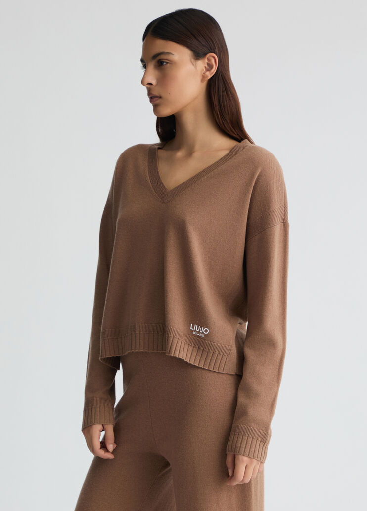 Brown cashmere and wool jumper biscuit Liu Jo - medium Brown cashmere and wool jumper biscuit Liu Jo - medium