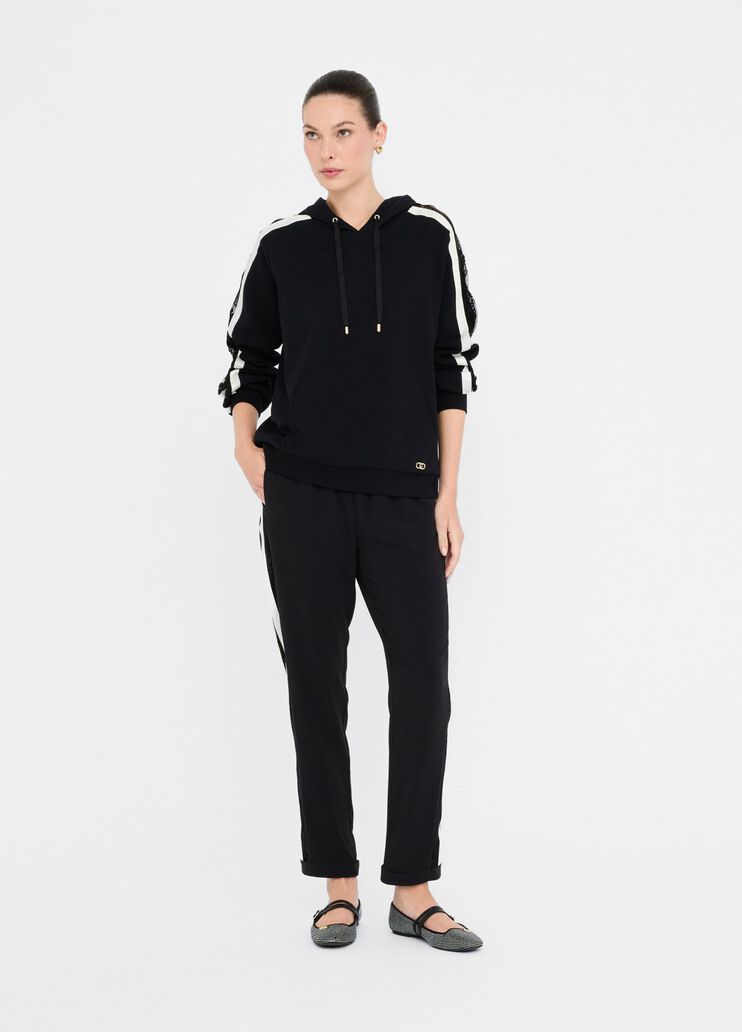 Cotton sweatshirt with lace black Liu Jo - large image number 5