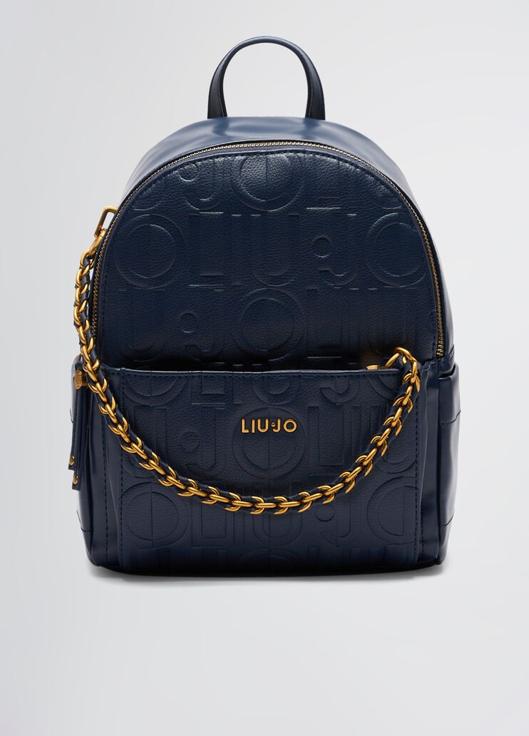 Backpack with logo and chain dark blue Liu Jo - medium Backpack with logo and chain dark blue Liu Jo - medium