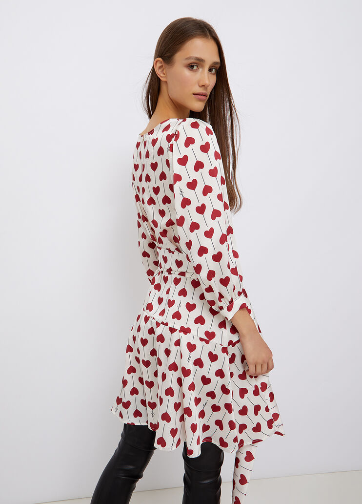 Eco-friendly dress with maxi bow red with hearts Liu Jo - large image number 1 Eco-friendly dress with maxi bow red with hearts Liu Jo - large image number 1