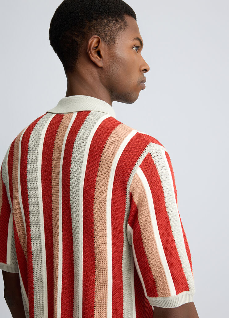 Striped knit polo shirt red Liu Jo - large image number 4 Striped knit polo shirt red Liu Jo - large image number 4