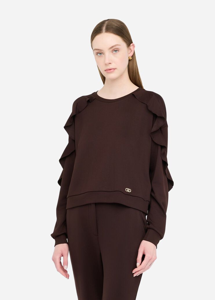 Sweatshirt with ruching chocolate Liu Jo - medium Sweatshirt with ruching chocolate Liu Jo - medium