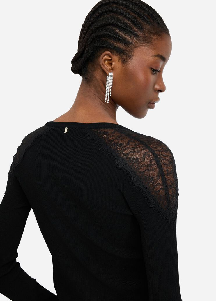 Cardigan with lace black Liu Jo - large image number 4 Cardigan with lace black Liu Jo - large image number 4